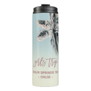 Palm Pink Aqua Girls Trip Personalised Tumbler