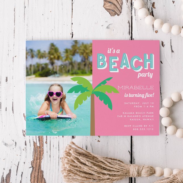 Palm Pop | Beach Birthday Party Photo Invitation (Creator Uploaded)