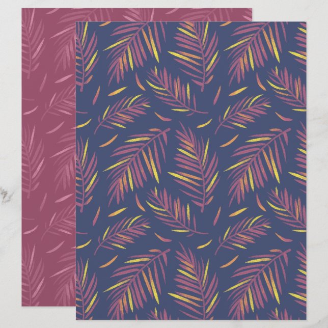 Palm Purple Scrapbook Paper (Front/Back)