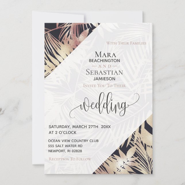 *~* Palm  RSVP QR  AR21 Tropical  Photo  Wedding Invitation (Front)