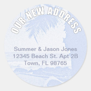 Palm Scene New Address Classic Round Sticker