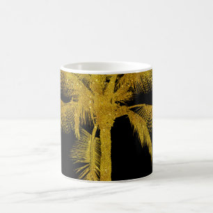 Palm Silhouette Gold Faux Glitter Tropical Design Coffee Mug