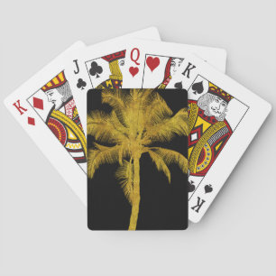 Palm Silhouette Gold Faux Glitter Tropical Design Playing Cards