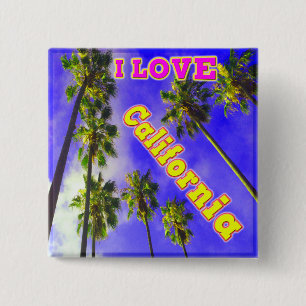 "Palm Sky: I LOVE California 1" Button
