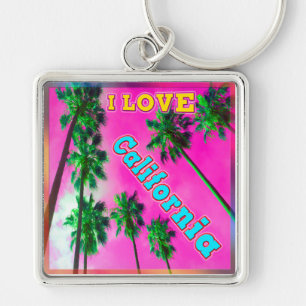 "Palm Sky: I LOVE California 3" Keychain