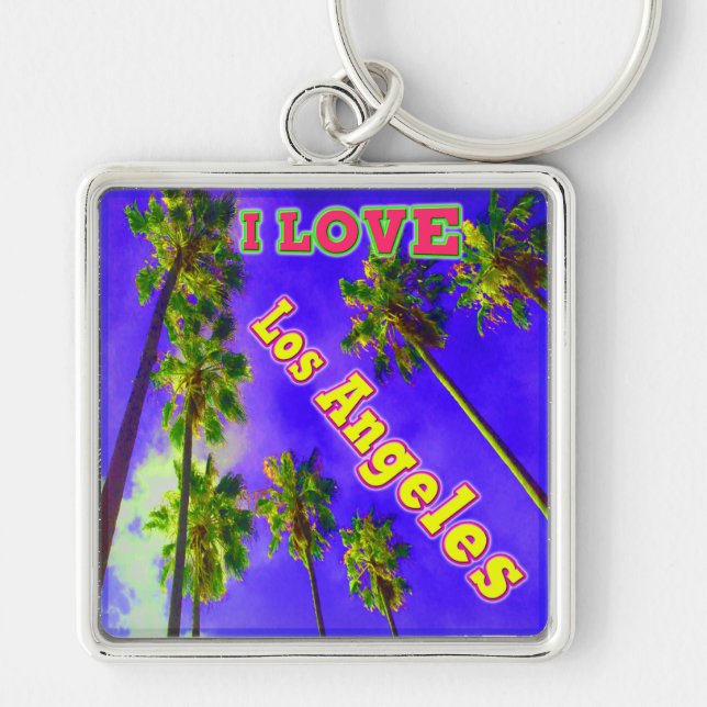 "Palm Sky: I LOVE Los Angeles 1" Kaychain Key Ring (Front)