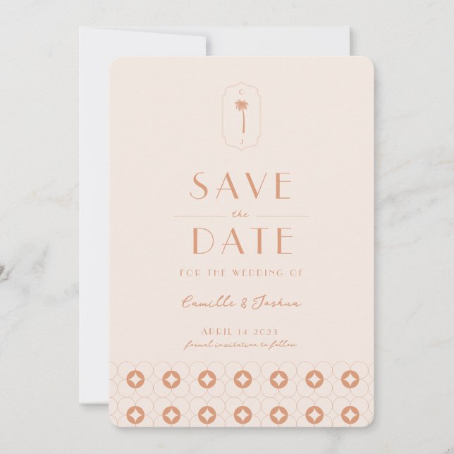 Palm spring retro wedding Save The Date Invitation (Front)