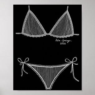 Palm Springs 2026 Bikini Summer Vacation Line Art Poster