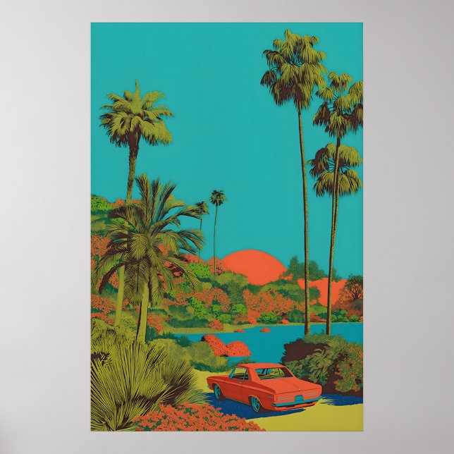 Palm Springs Art Print Mid-Century Modern Car (Front)