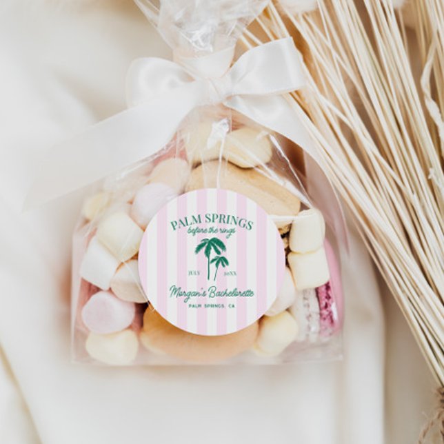 Palm Springs Bachelorette Classic Round Sticker (Creator Uploaded)