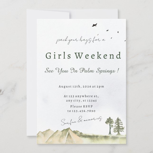 Palm Springs Bachelorette Invitation Bach Weekend  (Front)