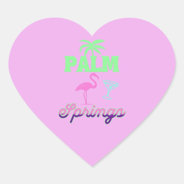 palm springs bachelorette party retro pink heart sticker (Front)