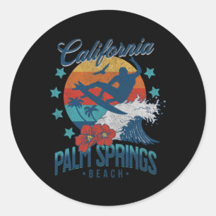 Palm Springs Beach California Surfing Vintage Vaca Classic Round Sticker