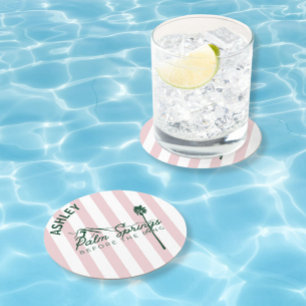 Palm Springs before the ring Bachelorette Round Paper Coaster