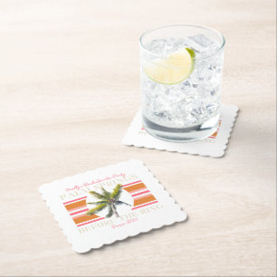 Palm Springs Before the Ring – Retro Bachelorette Paper Coaster