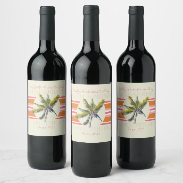 Palm Springs Before the Ring – Retro Bachelorette Wine Label (Bottles)