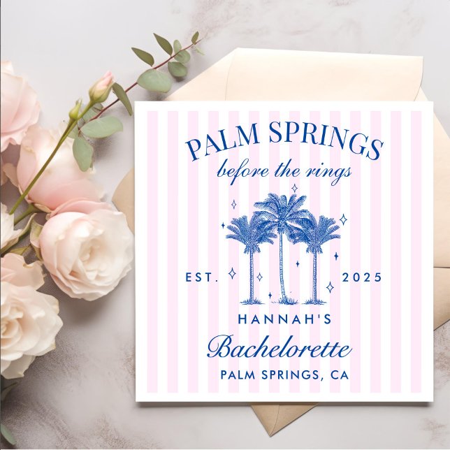 Palm Springs Before The Rings Blue Bachelorette Napkin (Creator Uploaded)