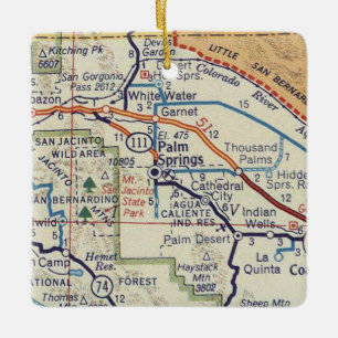 Palm Springs CA Retro Map Ceramic Ornament