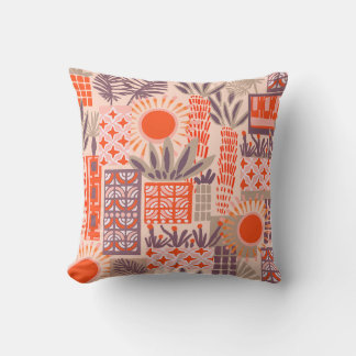 Palm Springs Cactus And Palm Tree Design Cushion