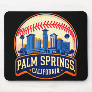 Palm Springs California Baseball City Skyline Mouse Mat