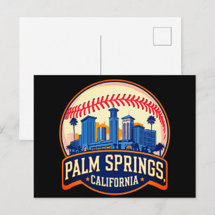 Palm Springs California Baseball City Skyline Postcard