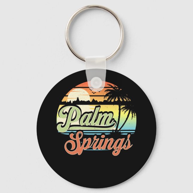 Palm Springs California Beach Vacation Sunset Key Ring (Front)