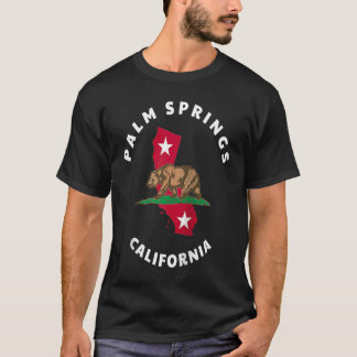 Palm Springs California CA Flag and Bear Badge Sou T-Shirt