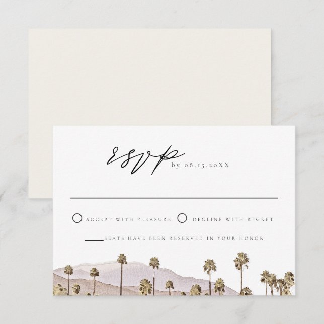 PALM SPRINGS California Mountain Skyline RSVP Card (Front/Back)
