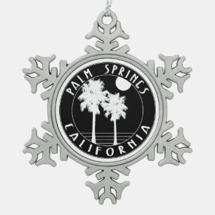 Palm Springs California Snowflake Pewter Christmas Ornament