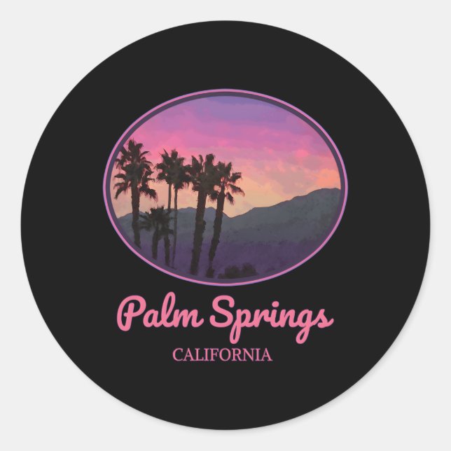 Palm Springs California Style Classic Round Sticker (Front)