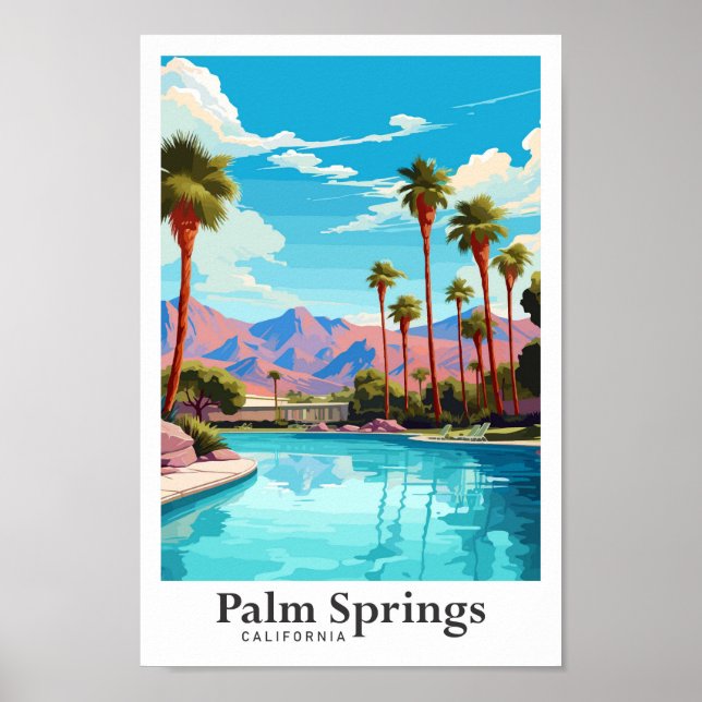 Palm Springs California Travel Illustration Poster (Front)
