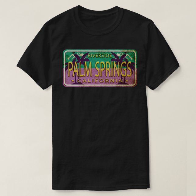 Palm Springs California USA Palm Trees  License Pl T-Shirt (Design Front)