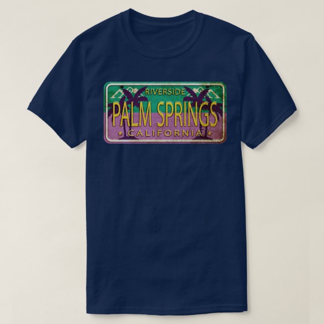 Palm Springs California USA Palm Trees  License Pl T-Shirt (Design Front)