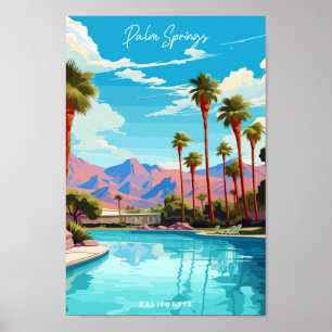 Palm Springs California USA vintage travel Poster