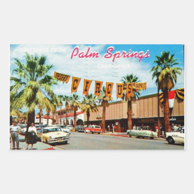 Palm Springs, California - Vintage Postcard Rectangular Sticker (Front)
