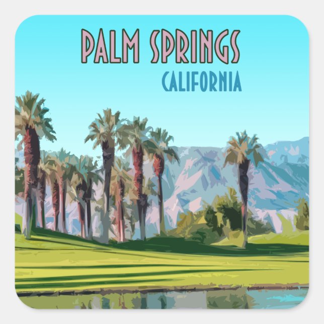 Palm Springs California Vintage Square Sticker (Front)