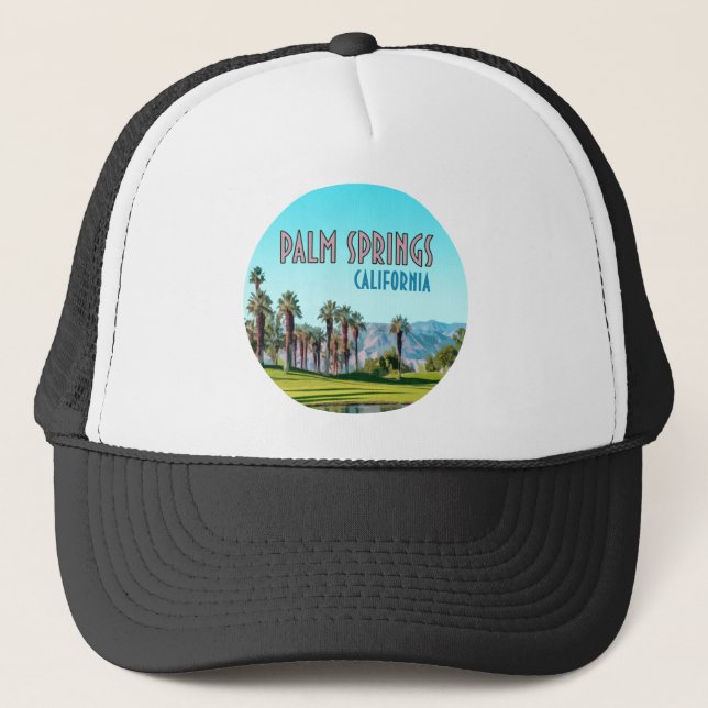 Palm Springs California Vintage Trucker Hat (Front)
