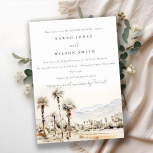 Palm Springs California Watercolor Couples Shower Invitation