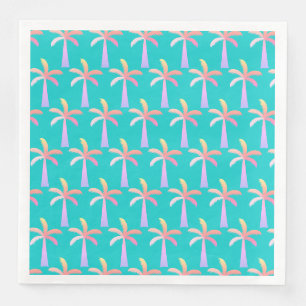Palm Springs Caribbean Blue Tropical Palm Tree Napkin