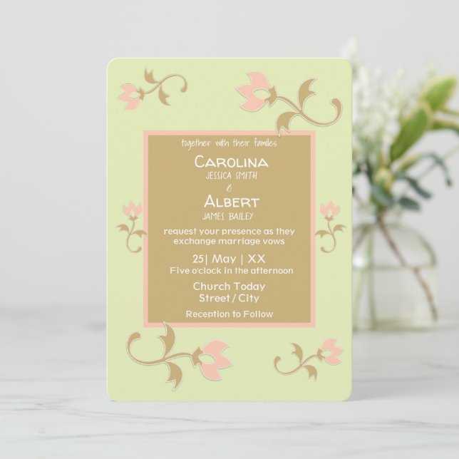 Palm Springs Floral Wedding Invitation (Standing Front)