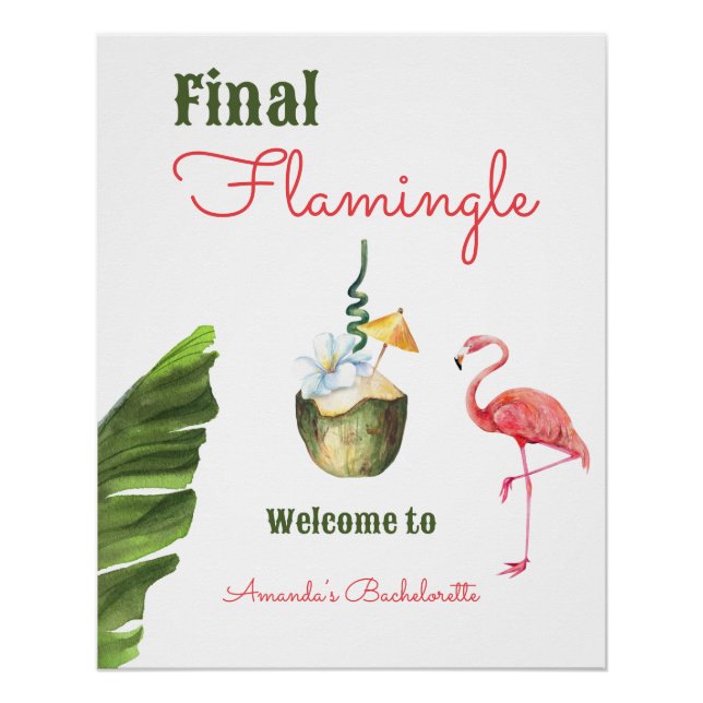 Palm Springs Last Flamingle Bachelorette Party Poster (Front)