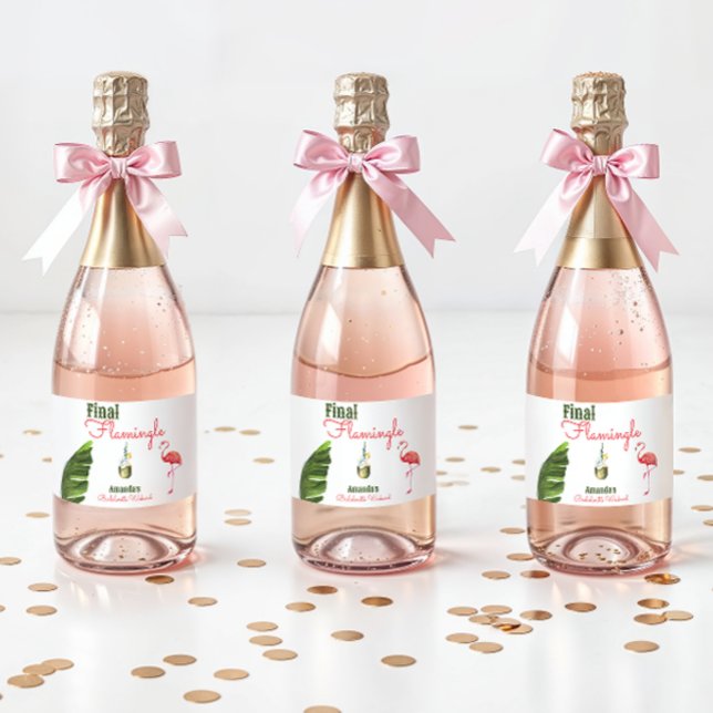 Palm Springs Last Flamingle Bachelorette Party Sparkling Wine Label (Creator Uploaded)