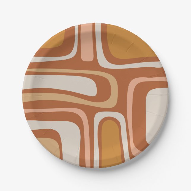 Palm Springs Mid Century Modern Boho Abstract Paper Plate (Front)