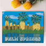 Palm Springs Oasis Desert Coachella California Holiday Postcard<br><div class="desc">Check out this awesome coloured pencil illustration of a beautiful palm oasis in the desert and get ready to explore! Check out my shop for more designs too! Collect all the parks, I'm creating new ones all the time. Check out my shop for more hiking, camping, vanlife, birds and lots...</div>