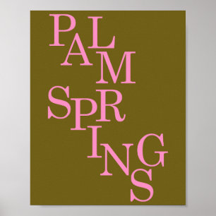 Palm Springs Olive And Pink Vintage Poster