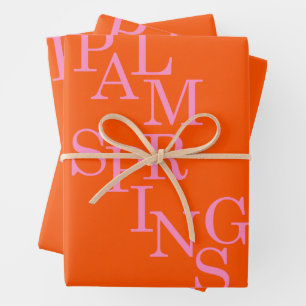 Palm Springs Orange And Pink Wrapping Paper Sheet