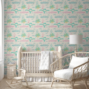 Palm Springs Pastel Design – Vintage Cars & Palms Wallpaper