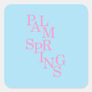 Palm Springs Pink And Blue Square Sticker