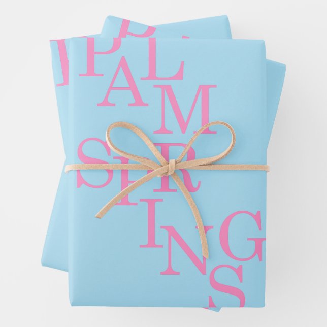 Palm Springs Pink And Blue Wrapping Paper Sheet (In situ)