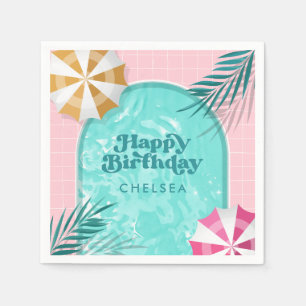 Palm Springs Pool Party Pink Adult Birthday Napkin
